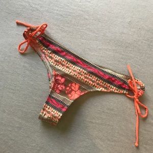 Patterned floral striped bikini bottom